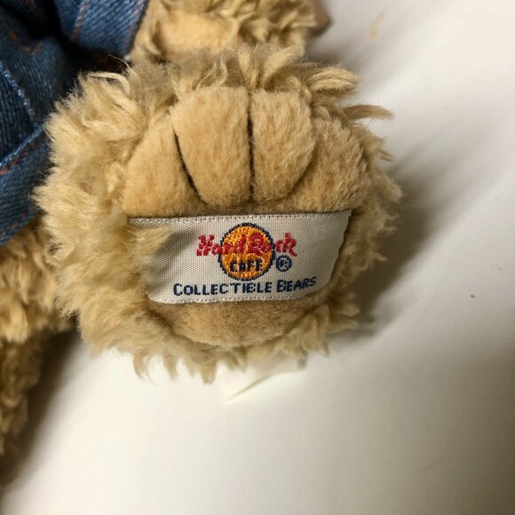 Vtg Hard Rock Cafe Collectible Bear Plush Nassau Bahamas 11” Denim Jacket - Picture 3 of 3